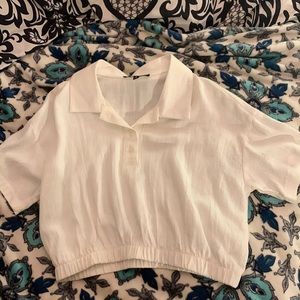 Kendall and Kylie white cropped shirt